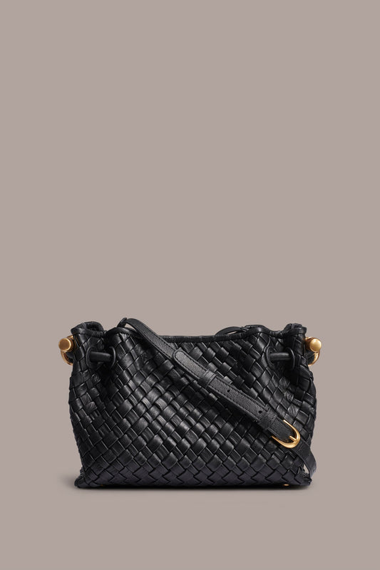 CASHMERE WOVEN LEATHER CROSSBODY BAG