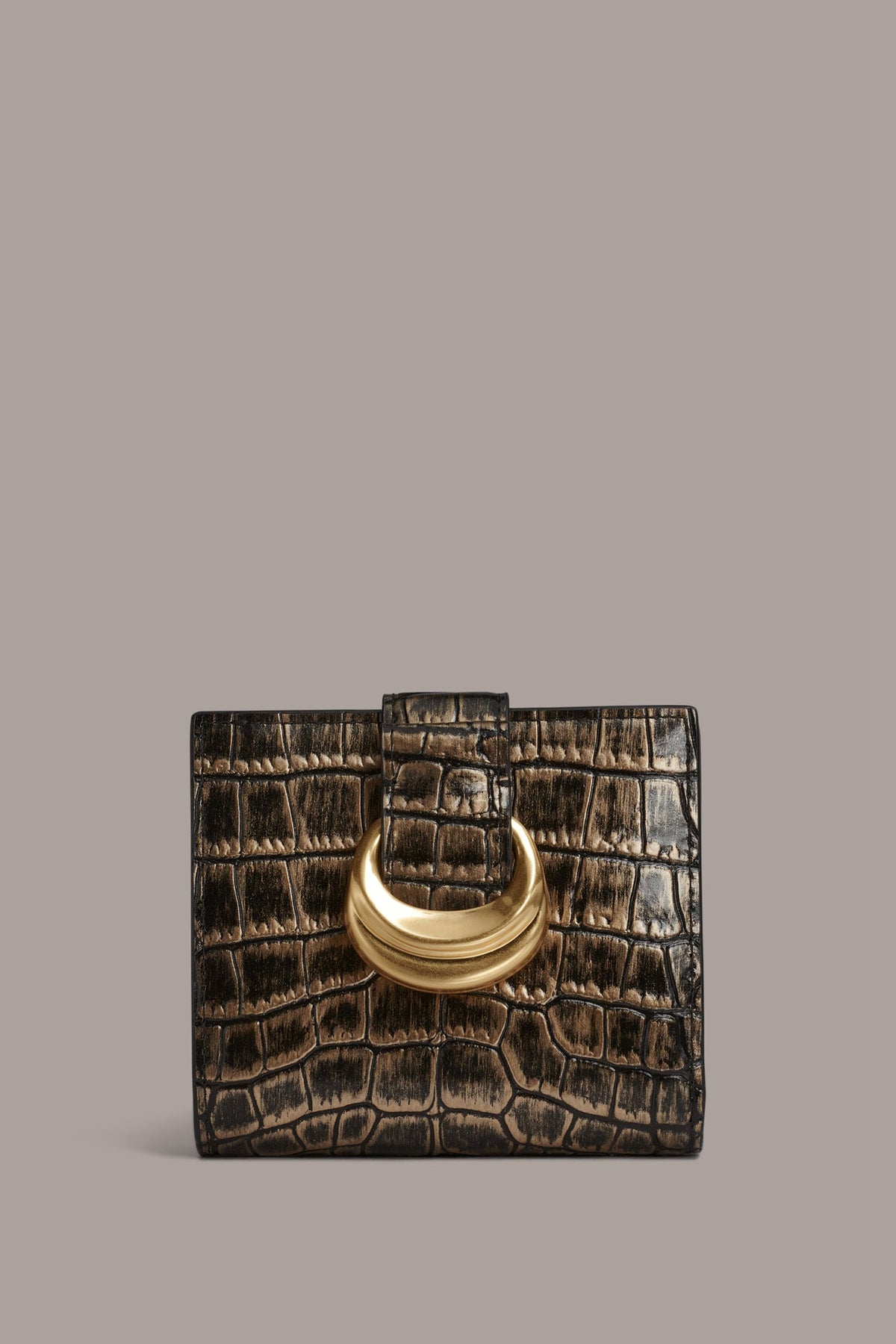 VALLEY STREAM METALLIC CROC-EFFECT SMALL WALLET