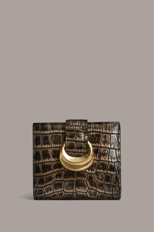 VALLEY STREAM METALLIC CROC-EFFECT SMALL WALLET