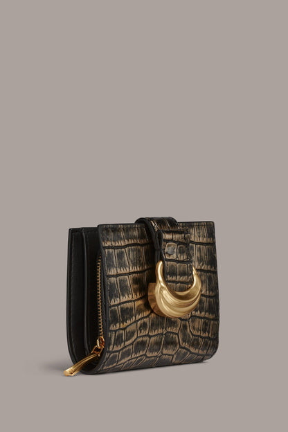 VALLEY STREAM METALLIC CROC-EFFECT SMALL WALLET