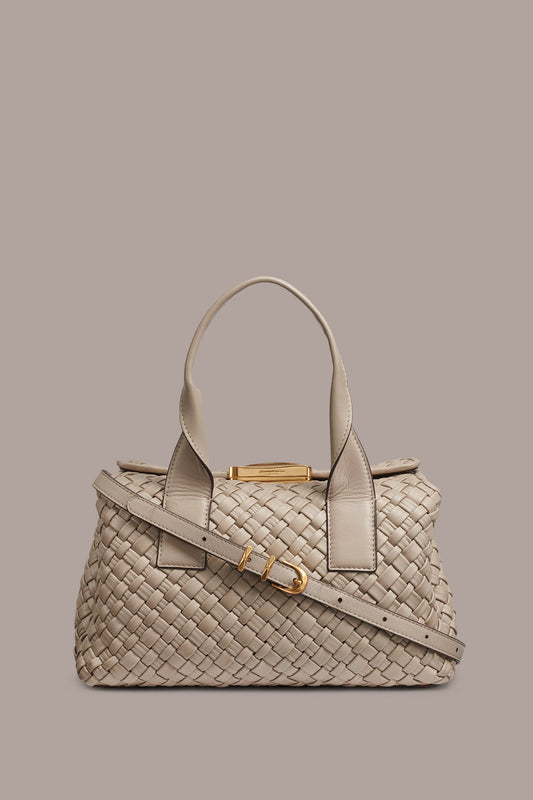 AMAGANSETT WOVEN LEATHER SATCHEL BAG