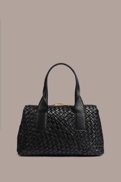 AMAGANSETT WOVEN LEATHER SATCHEL BAG