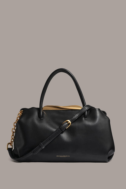 POPLIN LEATHER SATCHEL BAG