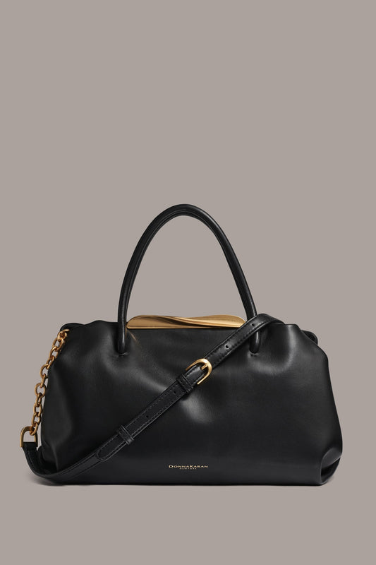 POPLIN LEATHER SATCHEL BAG