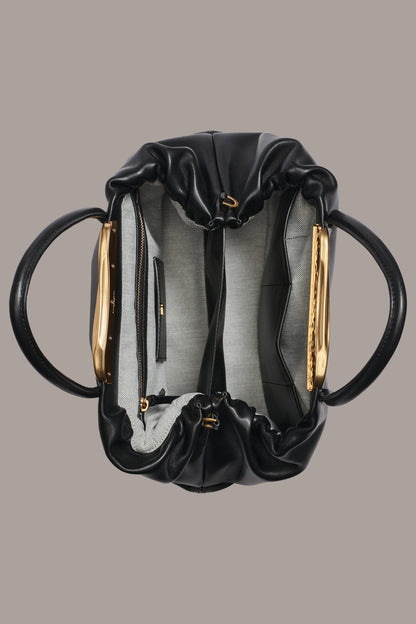 POPLIN LEATHER SATCHEL BAG