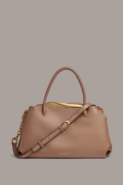 POPLIN LEATHER SATCHEL BAG