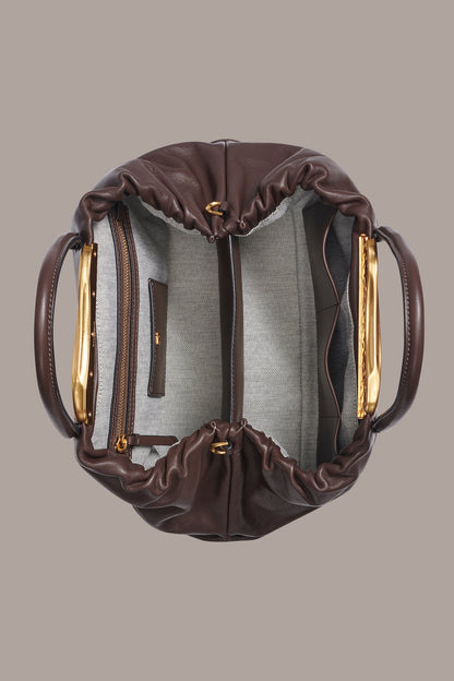 POPLIN LEATHER SATCHEL BAG