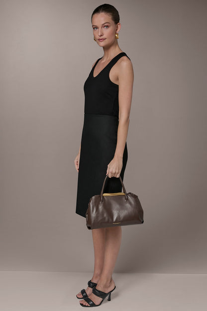 POPLIN LEATHER SATCHEL BAG