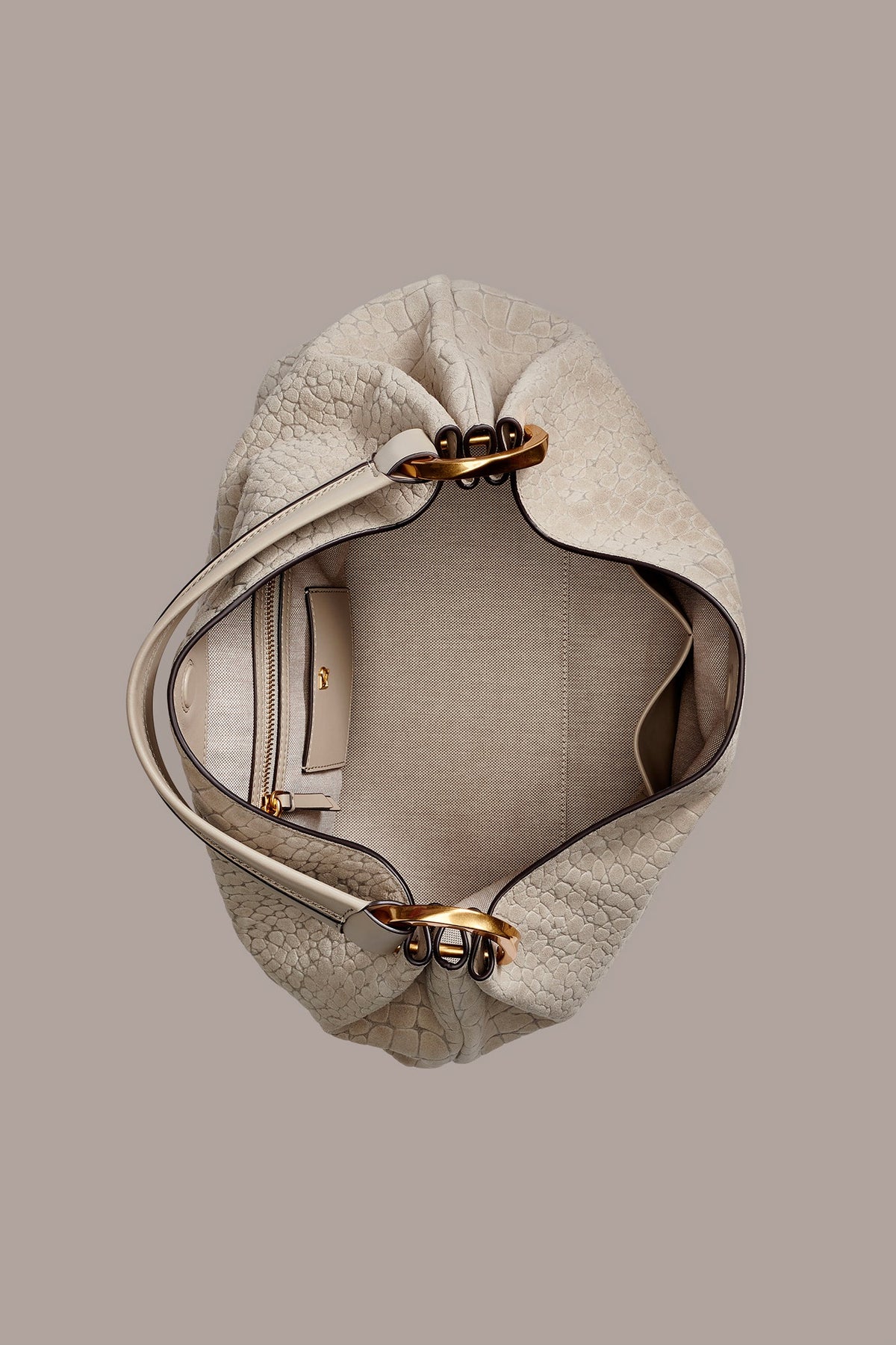 GLENWOOD CROC-EFFECT SUEDE SHOULDER BAG