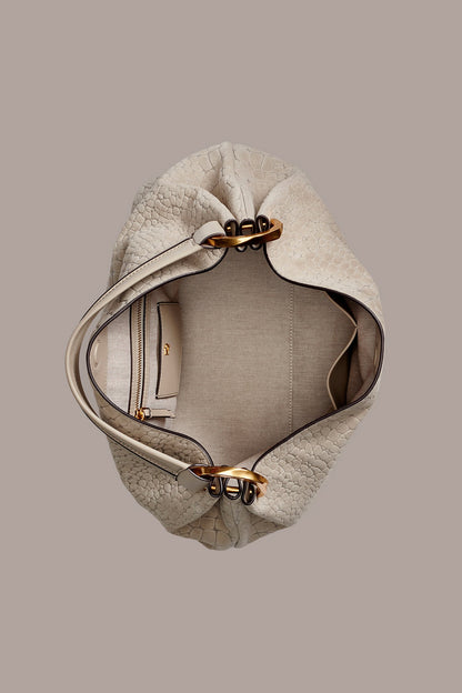 GLENWOOD CROC-EFFECT SUEDE SHOULDER BAG