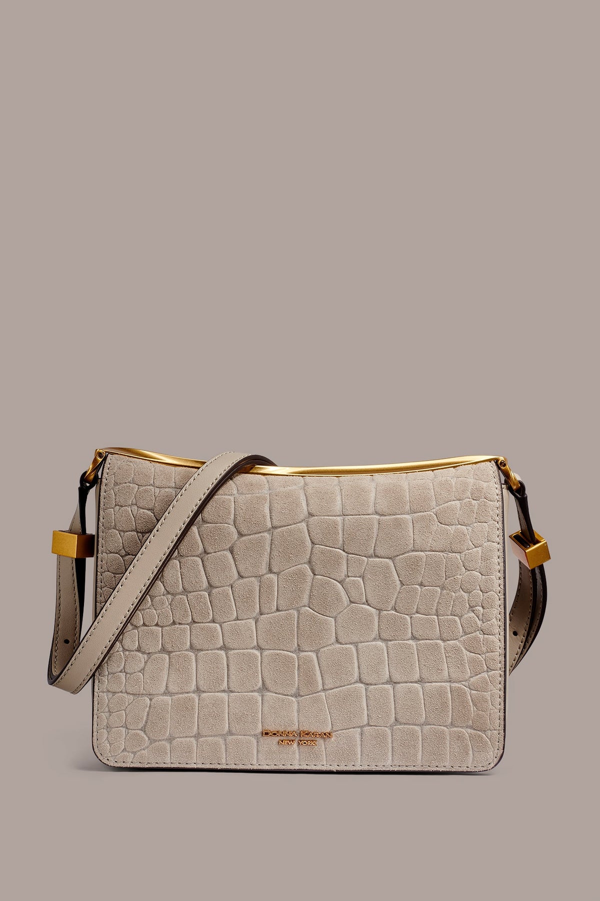 JERICHO CROC-EFFECT SUEDE SHOULDER BAG