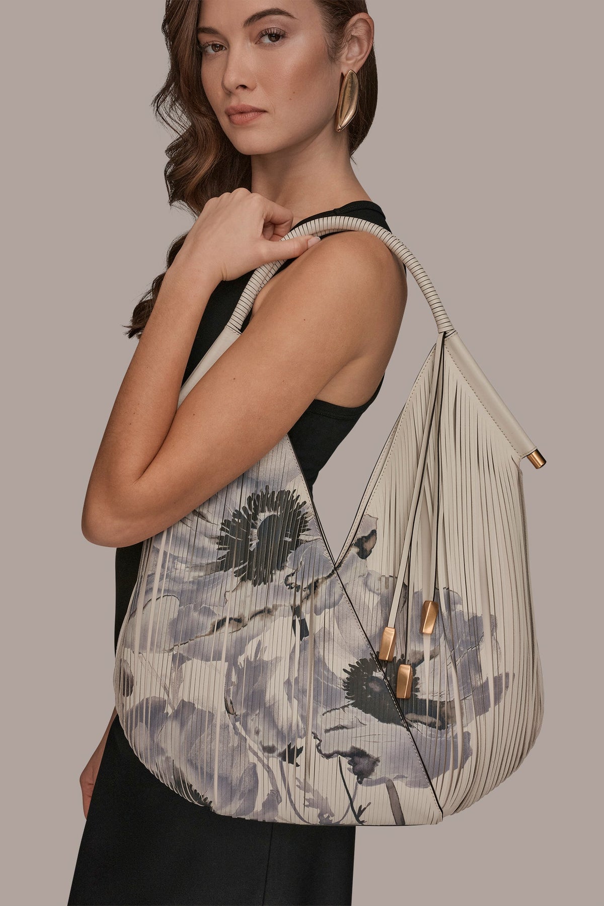 BALDWIN FLORAL LASER-CUT LEATHER LARGE SHOULDER BAG