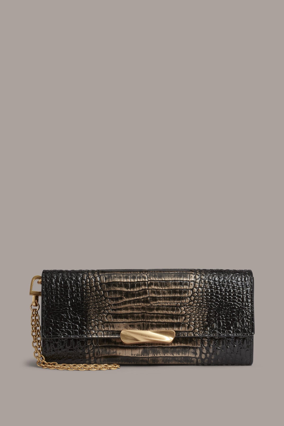 AMAGANSETT METALLIC CROC-EFFECT FLAP WALLET