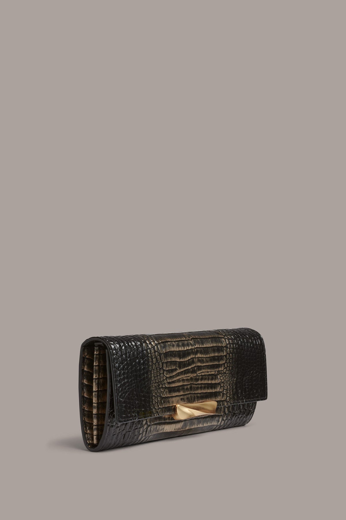AMAGANSETT METALLIC CROC-EFFECT FLAP WALLET