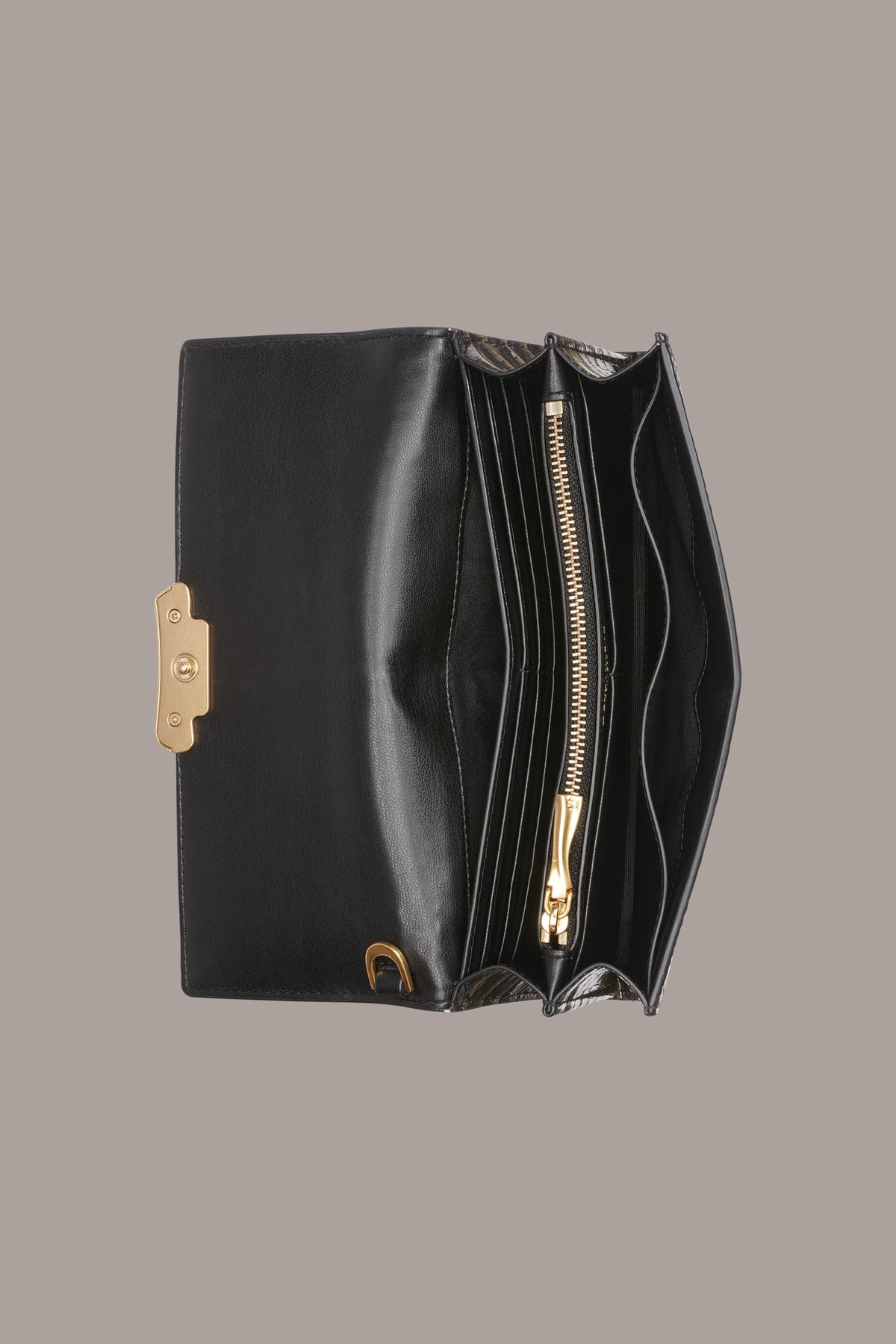 AMAGANSETT METALLIC CROC-EFFECT FLAP WALLET