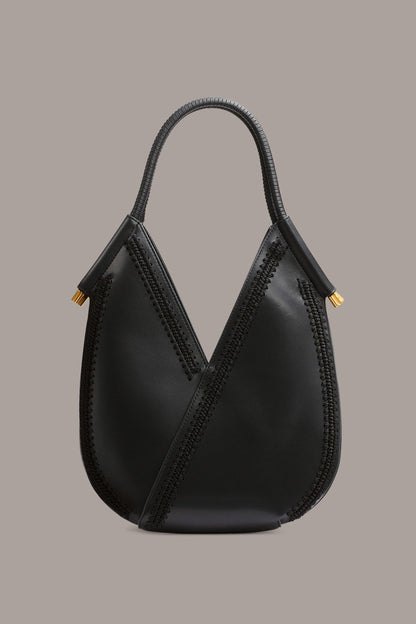 BALDWIN MINI CROCHET-TRIMMED SHOULDER BAG