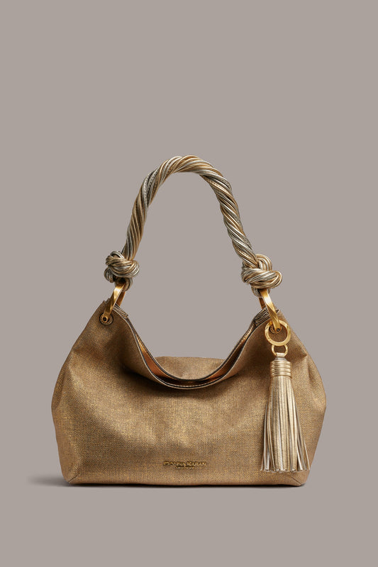 GLENWOOD SMALL METALLIC CANVAS SHOULDER BAG