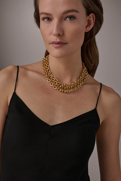 MULTI ROW CHAIN LINK COLLAR NECKLACE