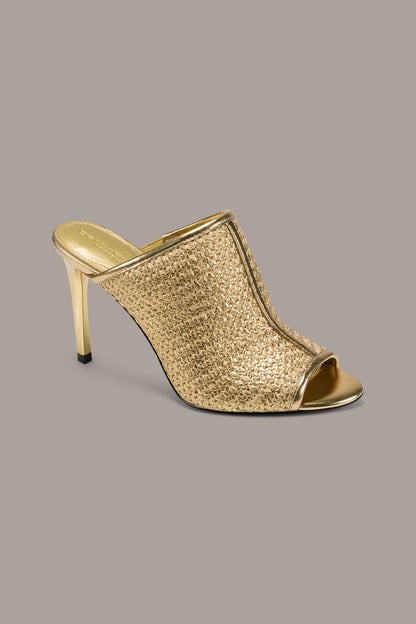 DONNA METALLIC RAFFIA MULE