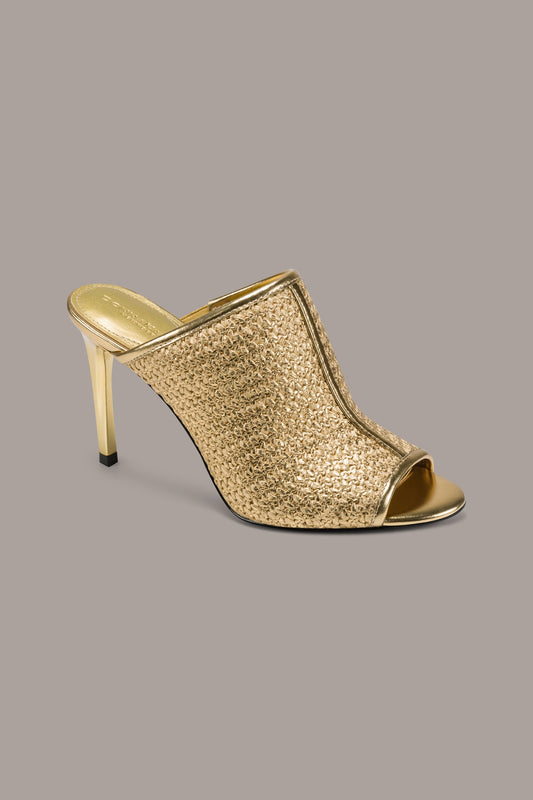 DONNA METALLIC RAFFIA MULE