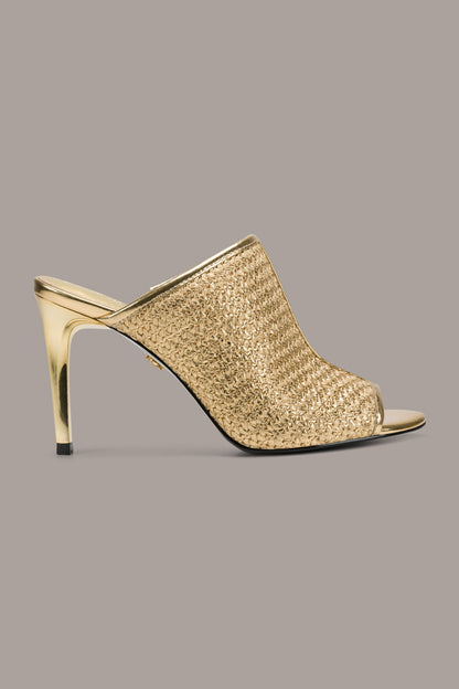 DONNA METALLIC RAFFIA MULE