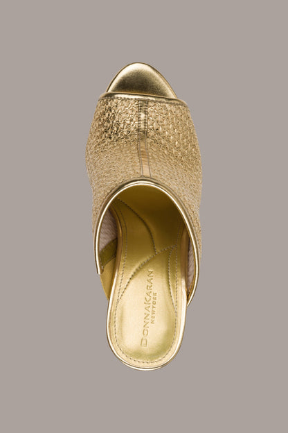 DONNA METALLIC RAFFIA MULE