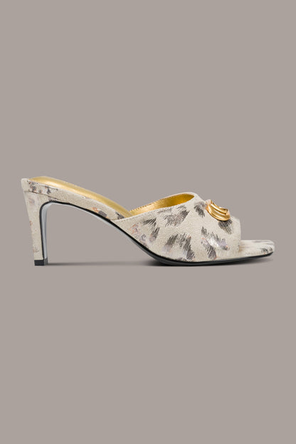 BYRONY METALLIC LEOPARD MULE SANDAL