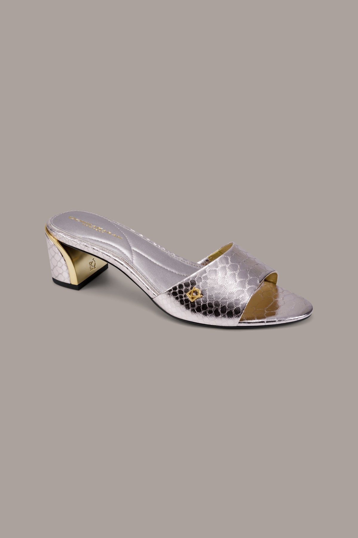 SANGRIA METALLIC SNAKE-PRINT MULE SANDAL
