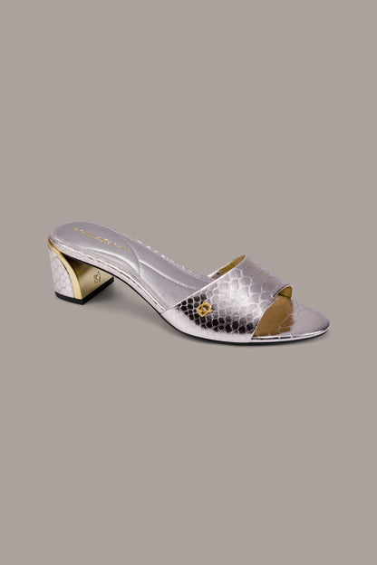 SANGRIA METALLIC SNAKE-PRINT MULE SANDAL