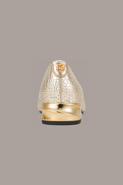 SAVITA METALLIC CROC-EFFECT FLAT