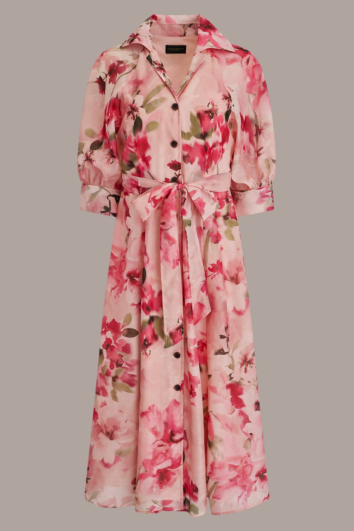 ORGANZA FLORAL MIDI SHIRT DRESS