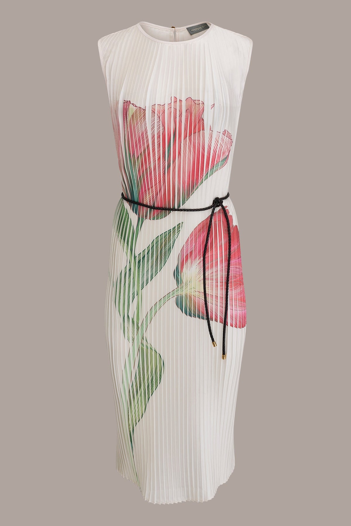 FLORAL PLEATED MIDI A-LINE DRESS