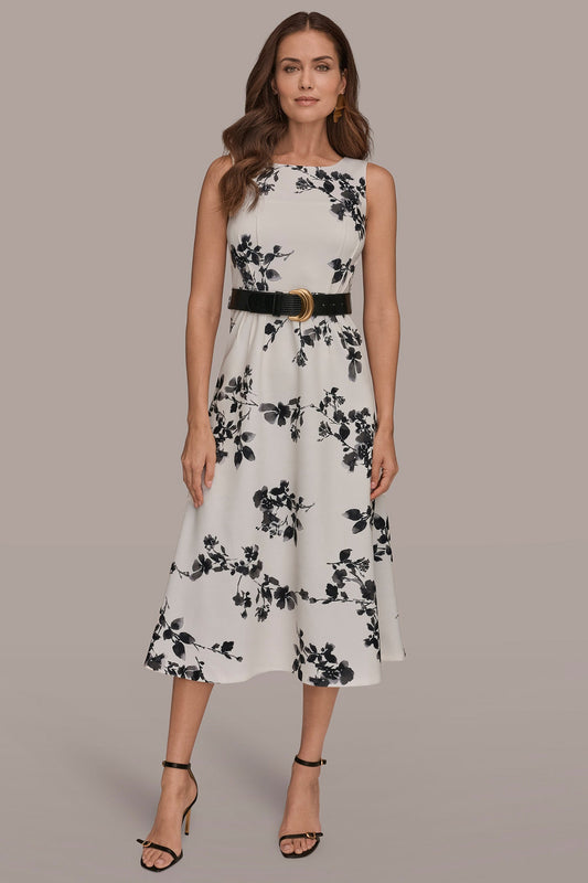 SLEEVELESS FLORAL A-LINE DRESS