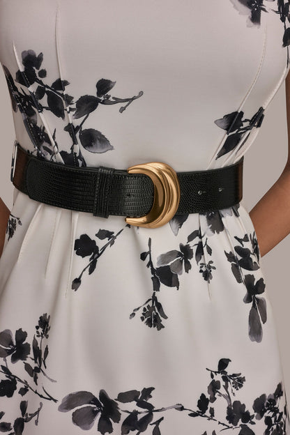 SLEEVELESS FLORAL A-LINE DRESS