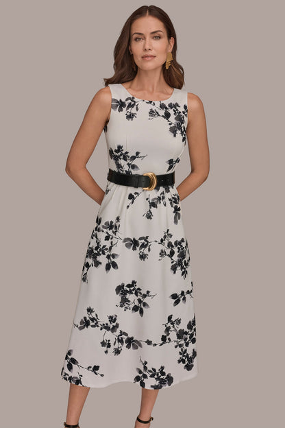 SLEEVELESS FLORAL A-LINE DRESS