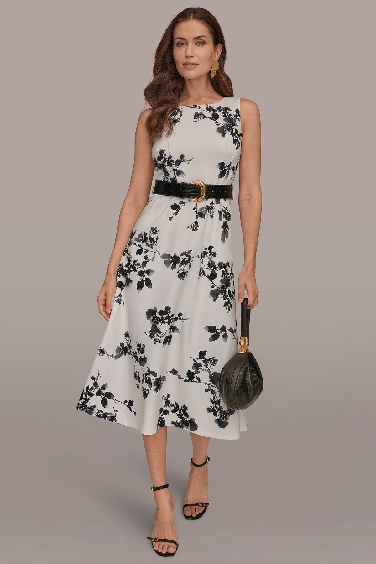 SLEEVELESS FLORAL A-LINE DRESS