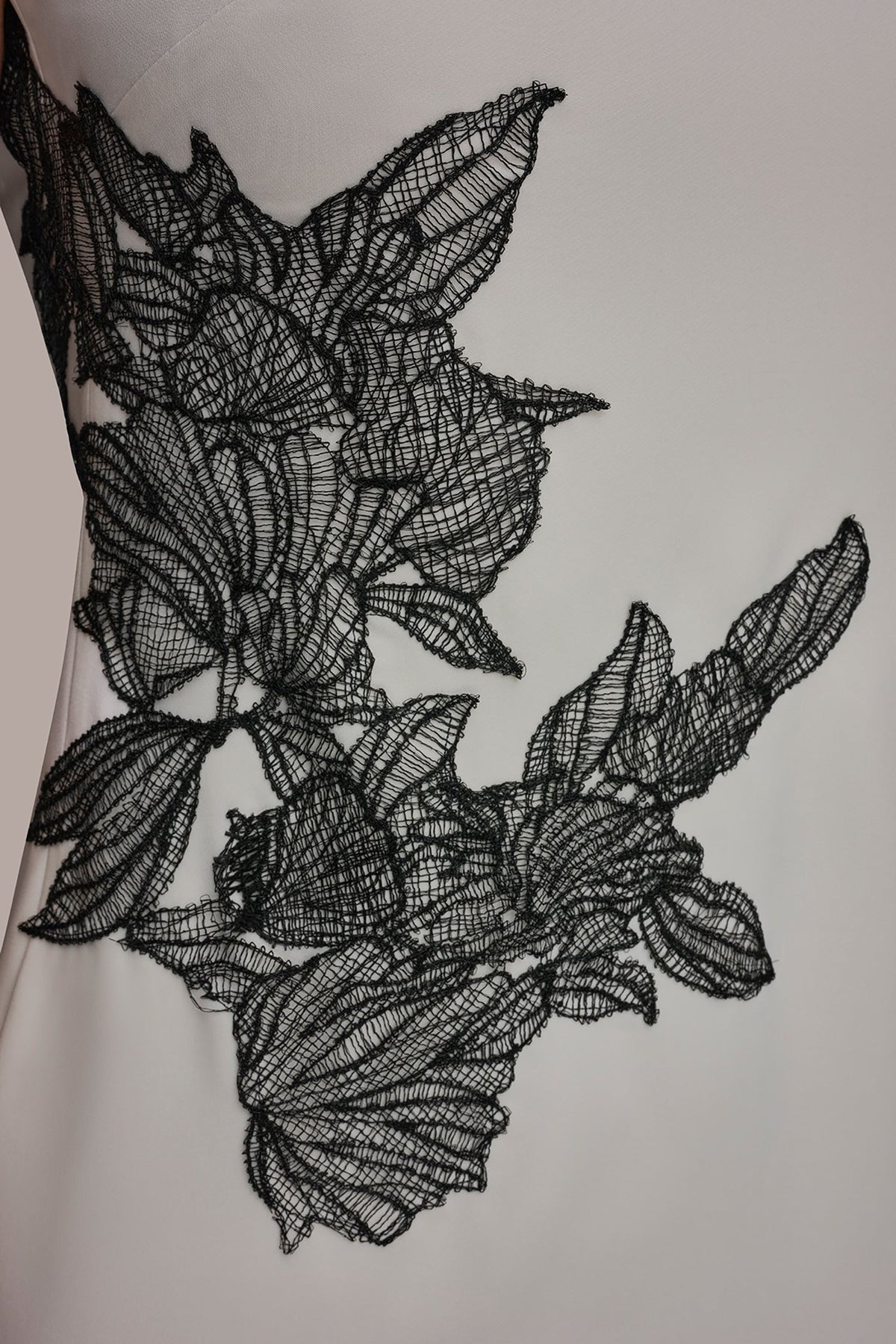 FLORAL APPLIQUÉ SLEEVELESS COWL-BACK SHEATH DRESS