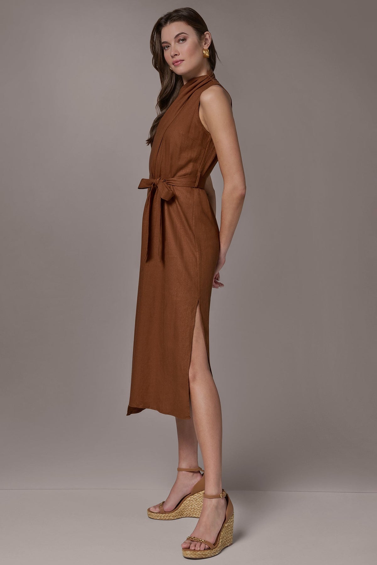 SLEEVELESS SCARF MIDI A-LINE DRESS