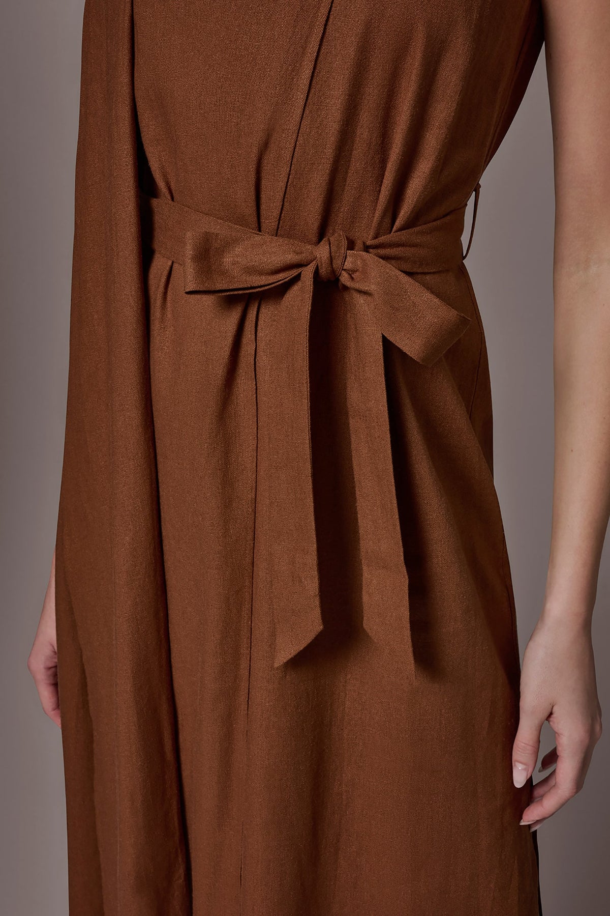 SLEEVELESS SCARF MIDI A-LINE DRESS