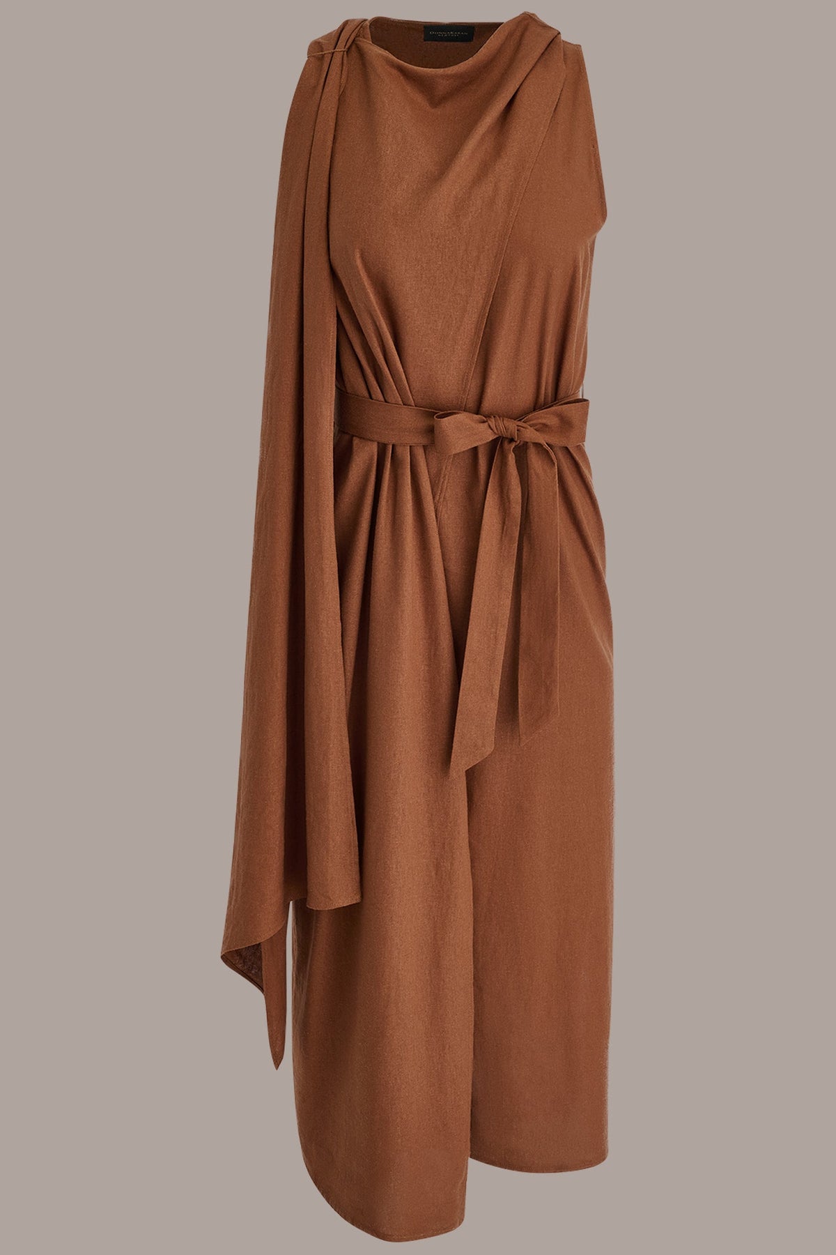 SLEEVELESS SCARF MIDI A-LINE DRESS
