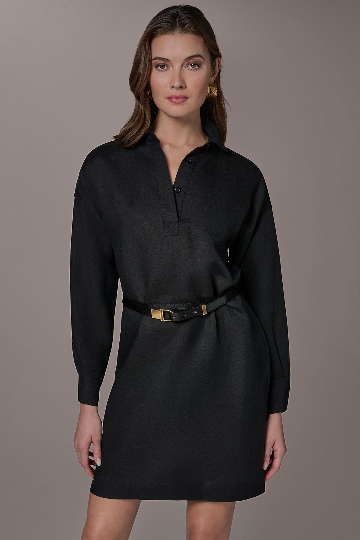LINEN-BLEND SHIRT DRESS