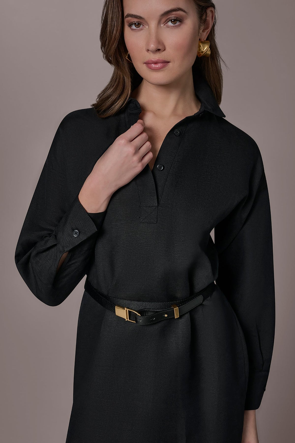 LINEN-BLEND SHIRT DRESS