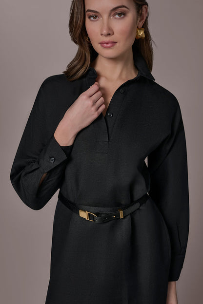 LINEN-BLEND SHIRT DRESS