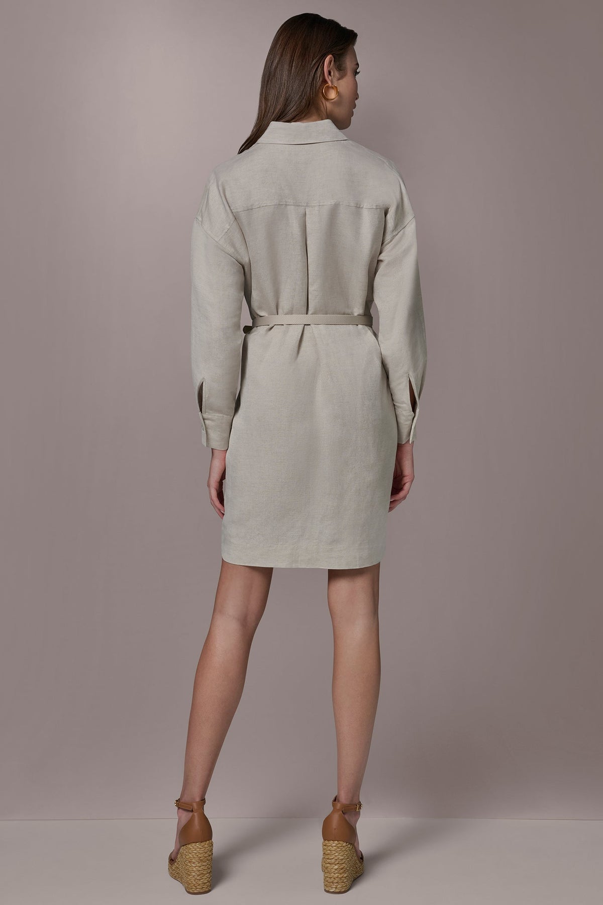 LINEN-BLEND SHIRT DRESS
