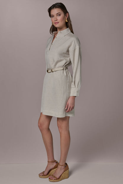 LINEN-BLEND SHIRT DRESS
