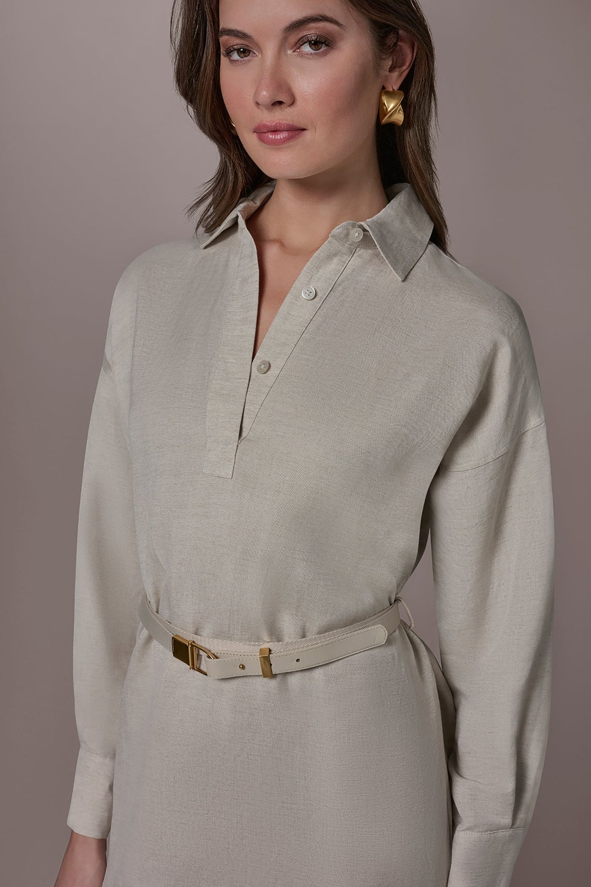 LINEN-BLEND SHIRT DRESS