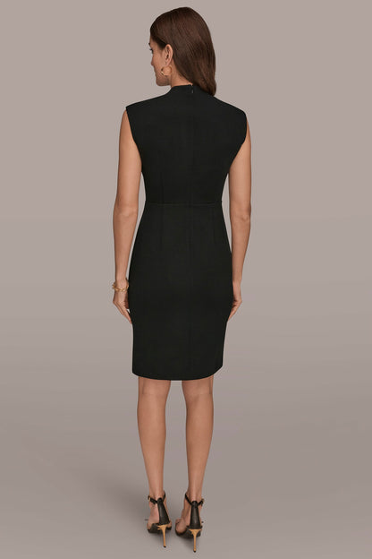 SLEEVELESS WRAP SHEATH DRESS