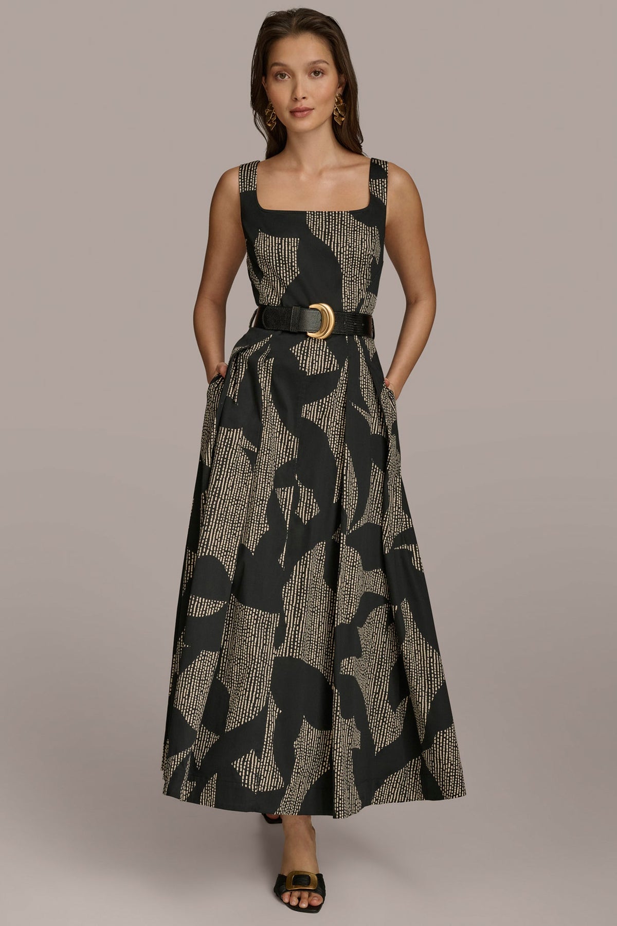 COTTON SLEEVELESS FLORAL MIDI DRESS