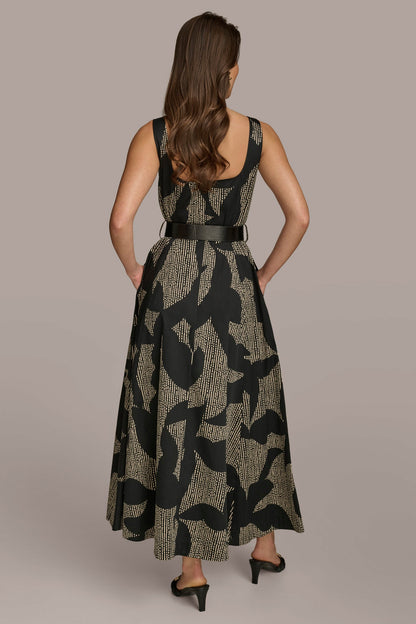 COTTON SLEEVELESS FLORAL MIDI DRESS