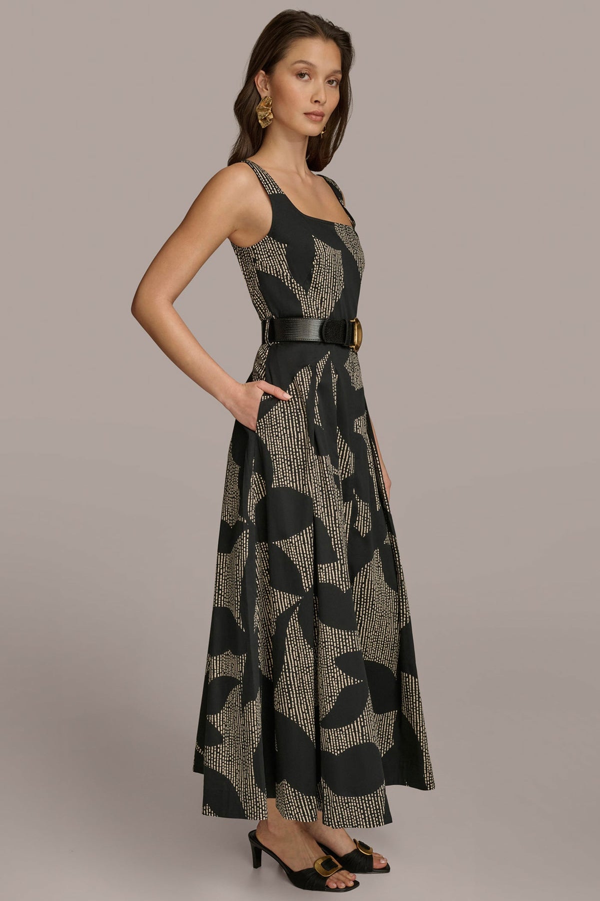 COTTON SLEEVELESS FLORAL MIDI DRESS